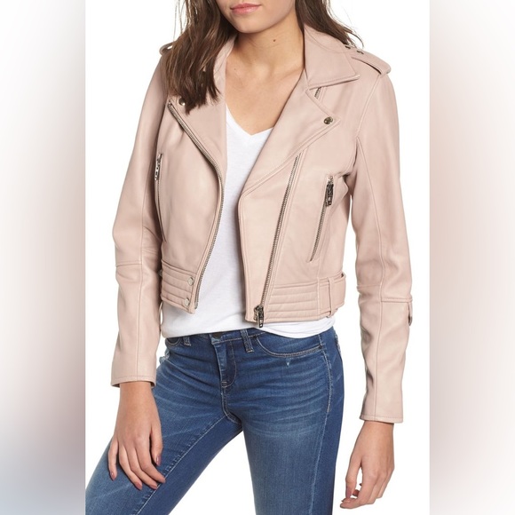 (A8) NEW Blank NYC Pink Genuine Leather Moto Jacket, Size Medium, NWOT - Picture 4 of 14